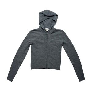 Vintage Y2K Bebe Gray Knit Zip Hoodie Sweater Juniors XS/S